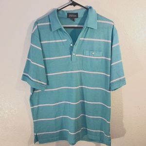 Vintage Mervyns Sportsman Short Sleeve Stiped Pocket Polo Shirt Mens XL